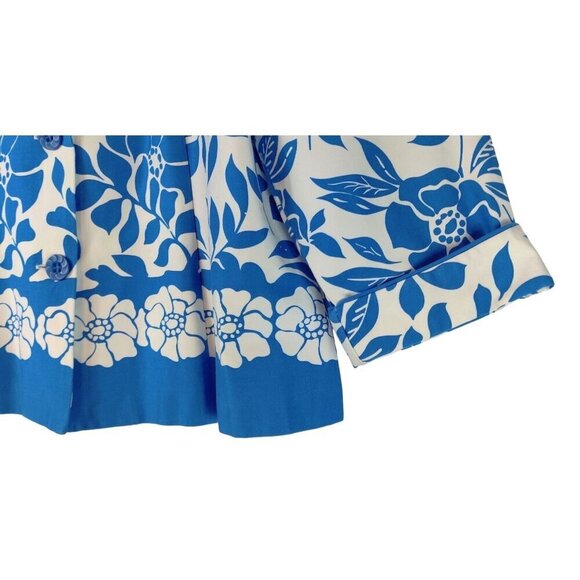Summer Spring Blazer Jacket Blue White Floral 18 Sag Harbor 3/4 Sleeve Career - Picture 13 of 13